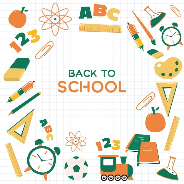 Educational theme background back to school with school equipment such as rulers books amp pencils