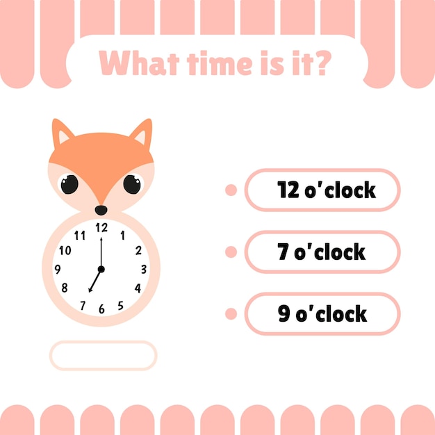 시계가 있는 아이들을 위한 교육용 워크시트 시계 학습 시간 게임 동물과 숫자가 있는 활동 페이지 지금은 몇 시입니까