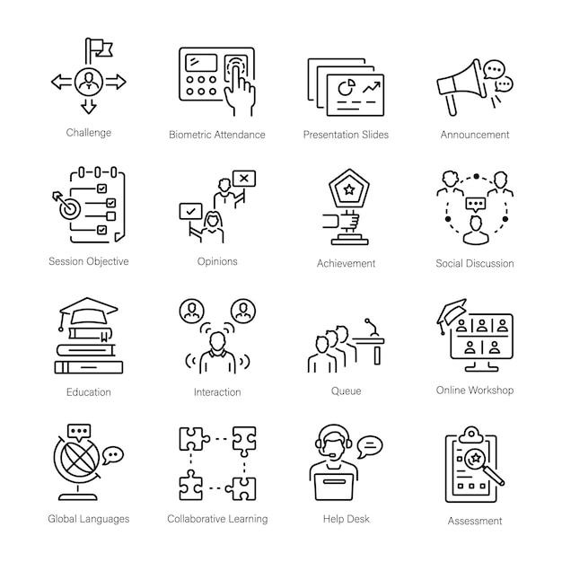 Educational Workshops Linear Style Icons