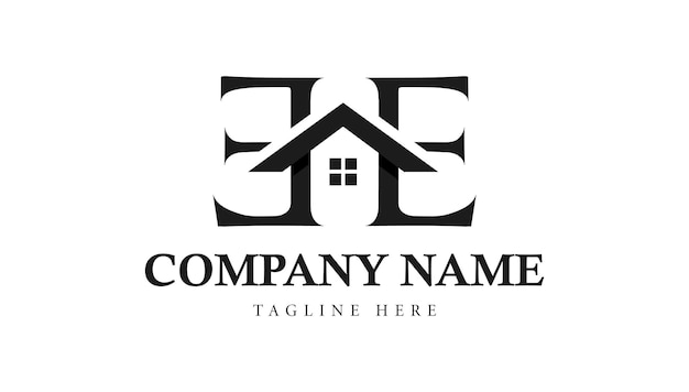 EE onroerend goed huis of huis brief logo ontwerpsjabloon