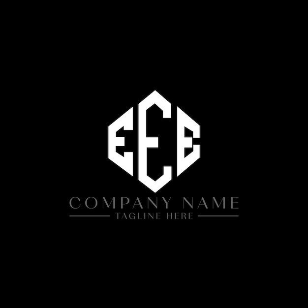 다각형 모양의 Eee 글자 로고 디자인 Eee 다각형 및 큐브 모양 로고 설계 Eee 육각형 터 로고 템플릿 백색과 검은색 Eee 모노그램 비즈니스 및 부동산 로고