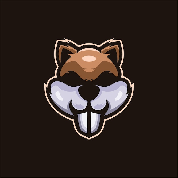 Eekhoorn dierenkop cartoon logo sjabloon illustratie esport logo gaming premium vector