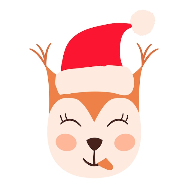 Eekhoorn emoji hoofden kerstmuts set