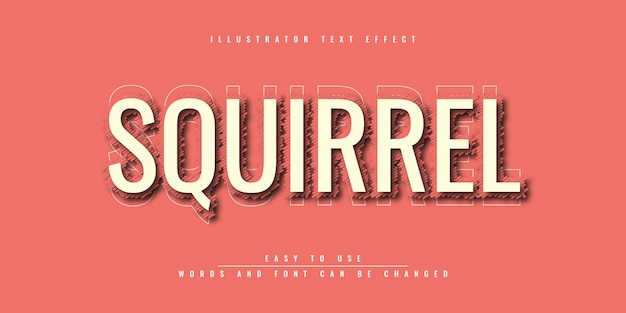 Eekhoorn Illustrator bewerkbaar teksteffect sjabloonontwerp