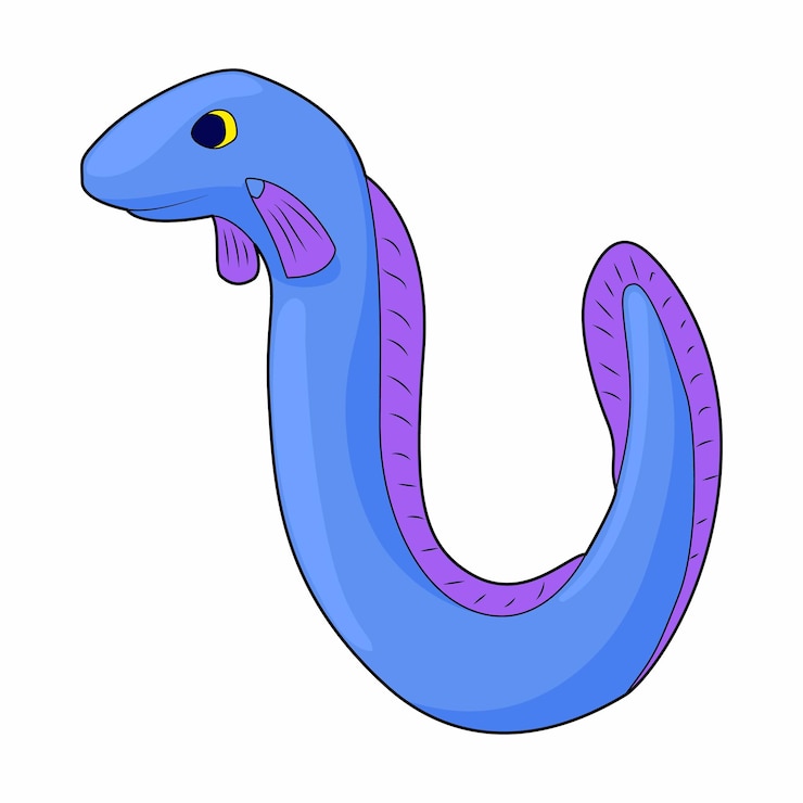 Vector eel fish icon in cartoon style on a white background