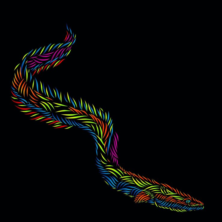 Vector eel line pop art potrait logo colorful design with dark background