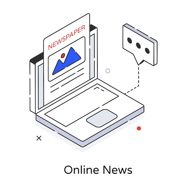 Een 3D bewerkbaar icoon van online nieuws