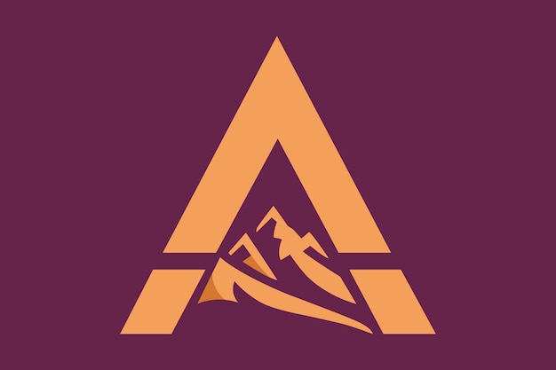 Een A-letterlogo met een bergtop die ambitie en prestatie symboliseert