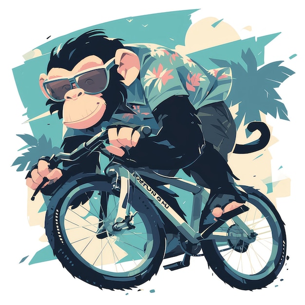 Een aap in een fiets cartoon stijl