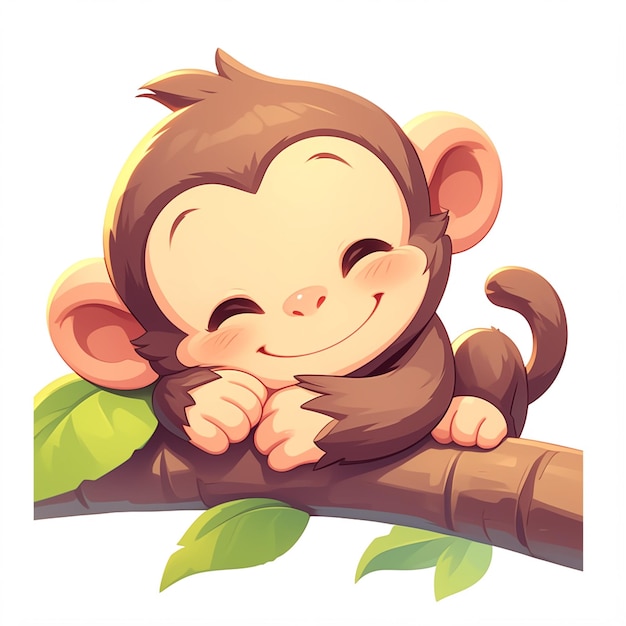 Een aap op een boom tak cartoon stijl