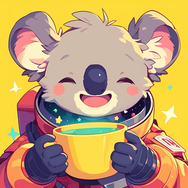 Een aardige koala astronaut cartoon stijl