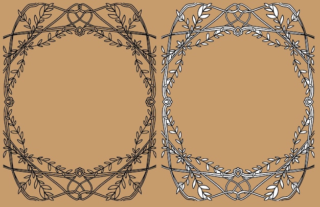 Een abstract zwart-wit frame. Vector tekening met de hand gemaakt. Vector illustratie.