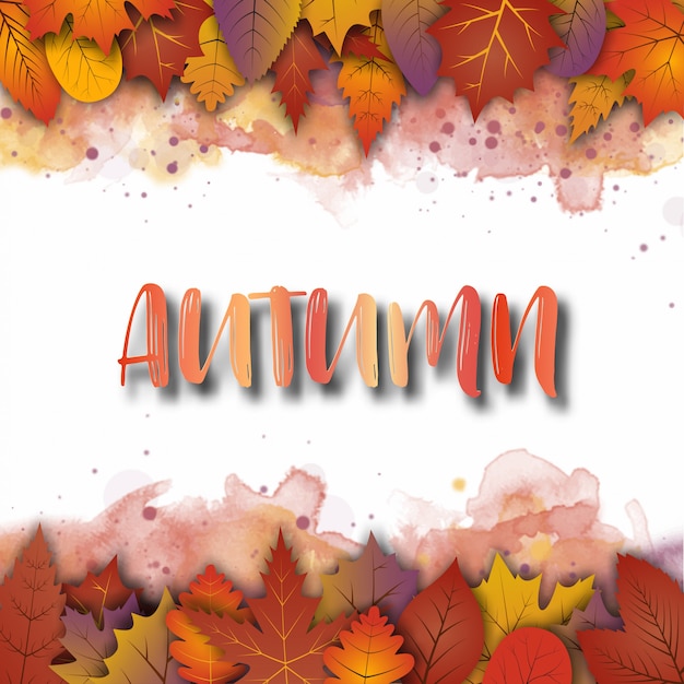 Vector een abstracte artistieke achtergrond van het de herfstthema. herfstbladeren op wit papier.