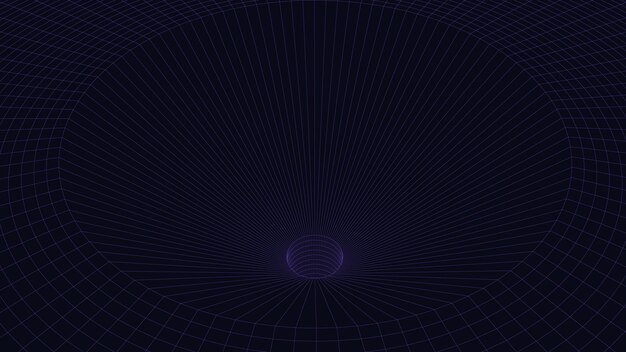 Een abstracte tunnel met een maasstructuur 3D-raster van tunnels en gangen Vector wormgat