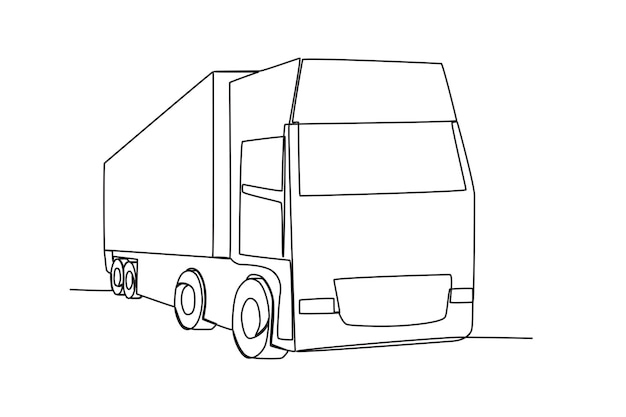 Vector een achtwielige vrachtwagen dia do motorista oneline drawing