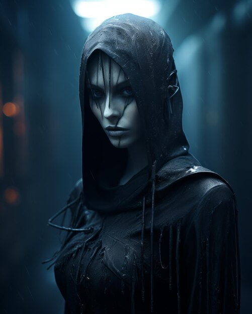 Vector een afbeelding van een vrouw in een zwarte hoodie