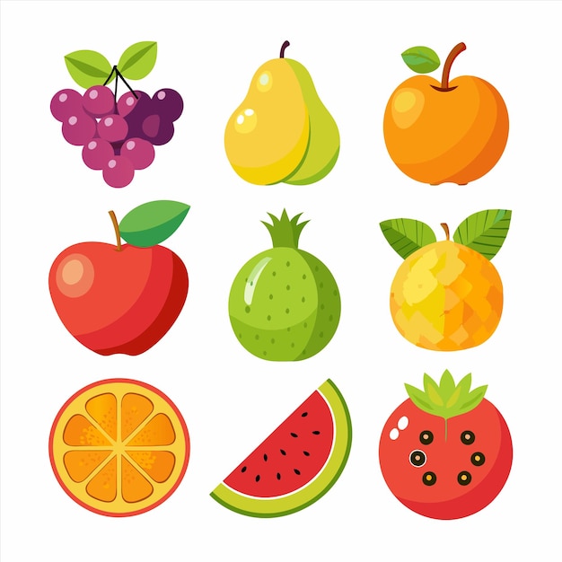 een afbeelding van fruit en groenten, waaronder een van de vruchten