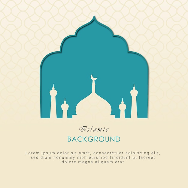 Een affiche voor een moskee met een blauwe achtergrond.