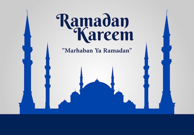 Vector een affiche voor ramadan met een blauwe moskee in het midden