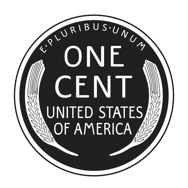 Een amerikaanse cent 1914 e pluribus unum handgemaakte silhouet