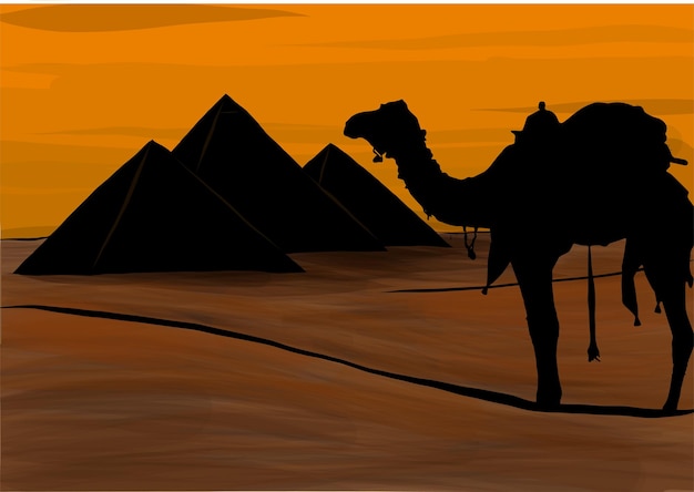 Vector een andere dag in egypte de grote piramides van giza vector illustratie