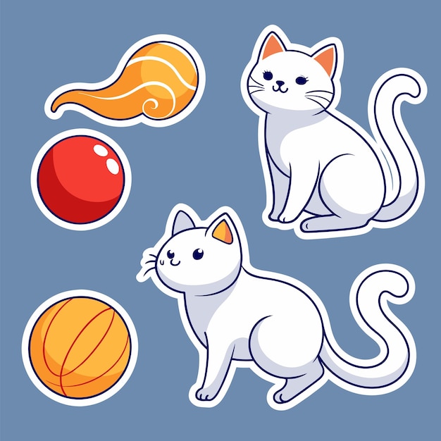 Vector een andere eenvoudige stickers een kat die de bal speelt