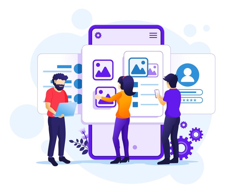 Een applicatieconcept, tekstplaats voor mensen en inhoud, UI UX-ontwerp maken