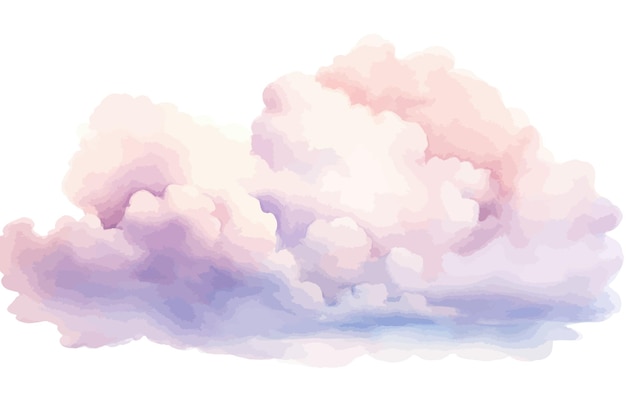 Vector een aquarel van een paarse wolk met paarse en roze rook.