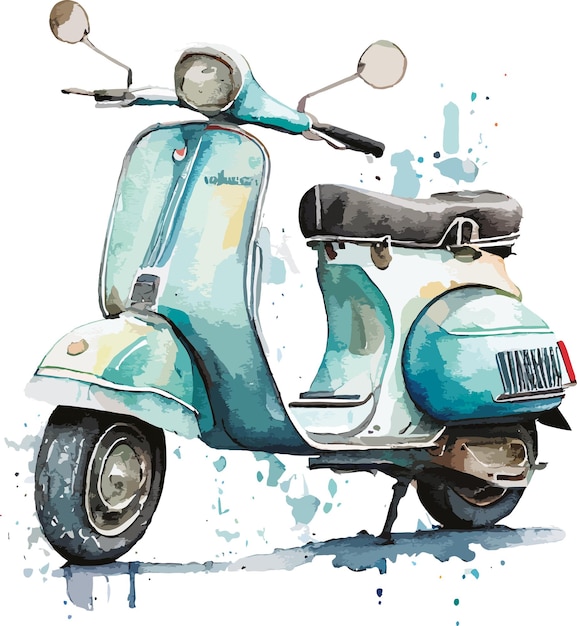 Een aquarel van een vespa met het woord vespa erop.