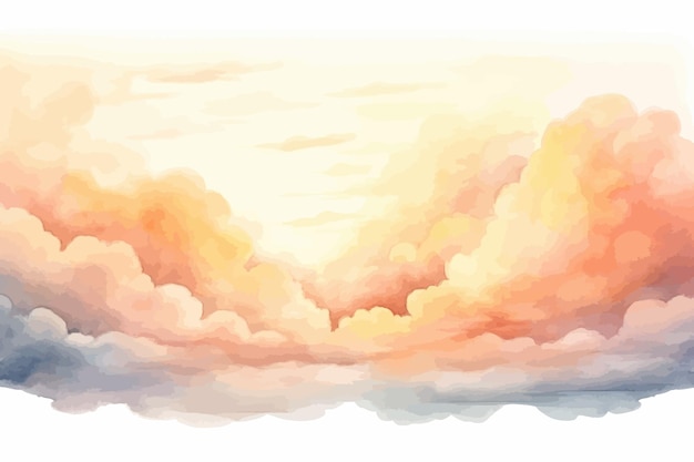 een aquarel van een zonsondergang met wolken en rook