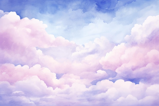 Vector een aquarel van wolken in roze en blauw.