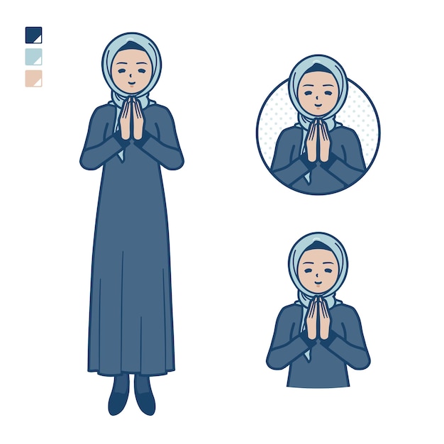 Een arabische vrouw in hijab met pershanden in gebedsafbeeldingen