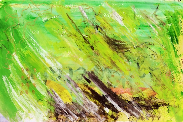 Vector een artistieke groene en bruine abstracte penseelstreek schilderij achtergrond