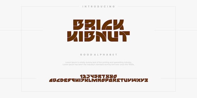 Een bakstenen kibnut-lettertype met een groot vet lettertype Alfabetlettertype vectorillustraties