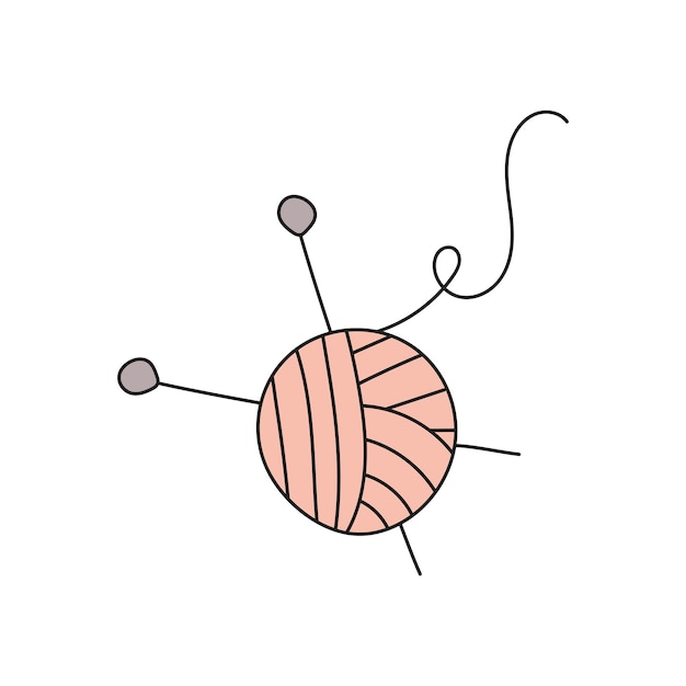 Een bal van garen Vector illustratie in doodle stijl