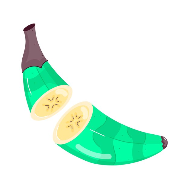 een banaan met een groene schil en de binnenkant is groen