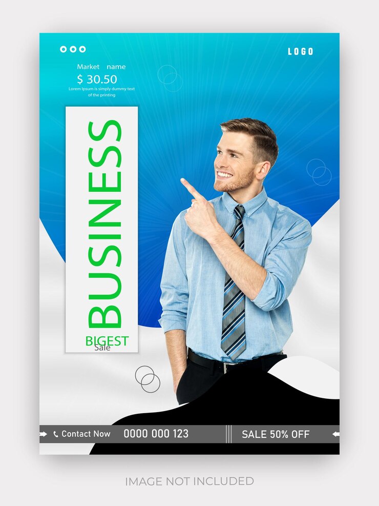Vector een bedrijfsadvertentie voor een bedrijf met de tekst "business of the business"