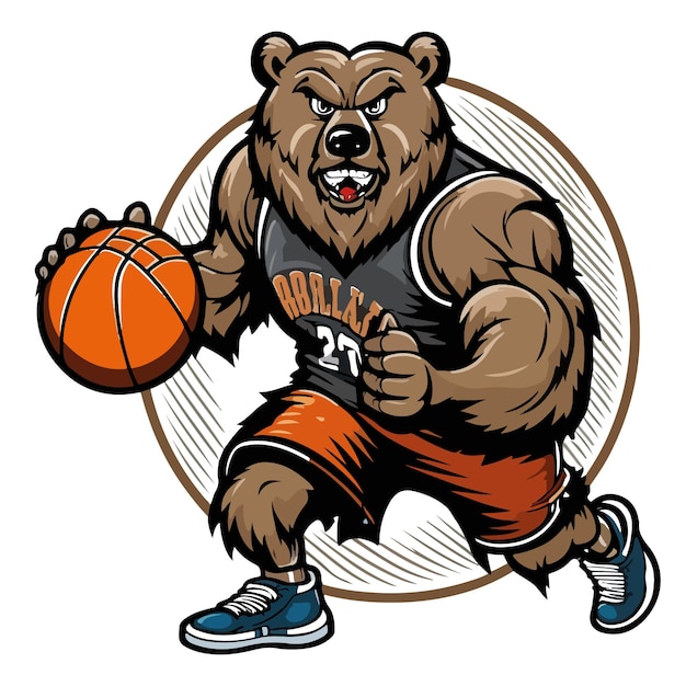 Een beer met een basketbal