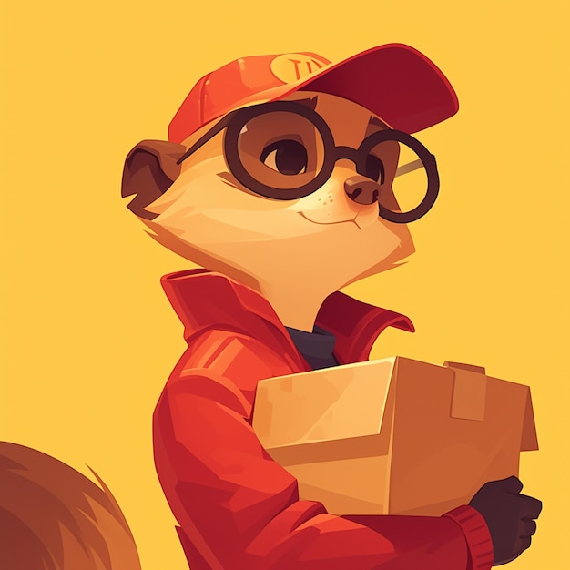 Vector een behendige meerkat koerier cartoon stijl