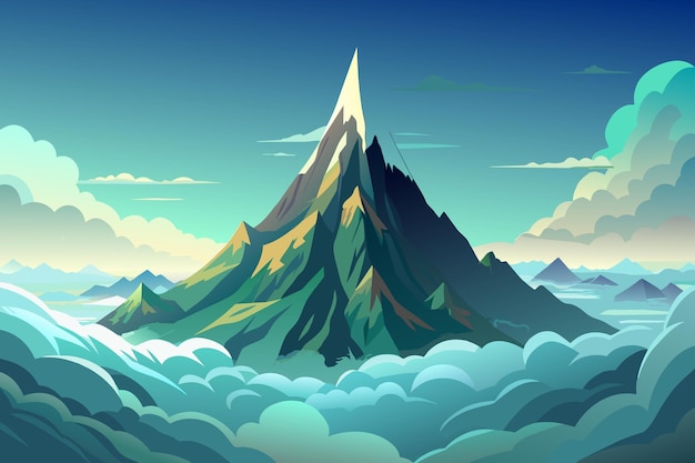 Een berg met een top in de verte