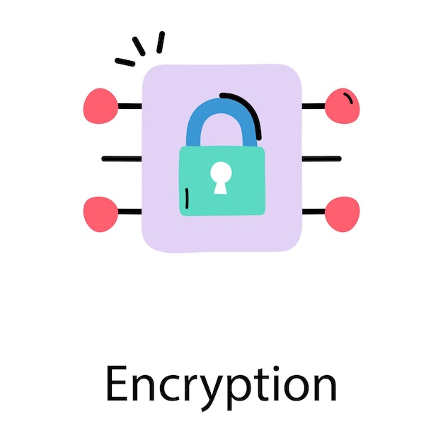 Een bewerkbaar doodle icoon van encryptie