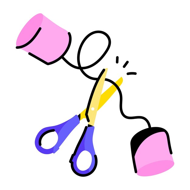 Een bewerkbare doodle-sticker van communicatiefout