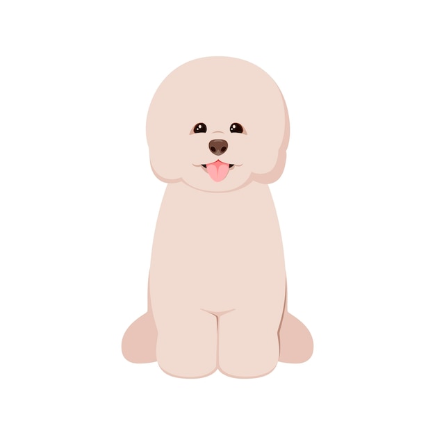 Een bichon hond op een witte achtergrond Cartoon design