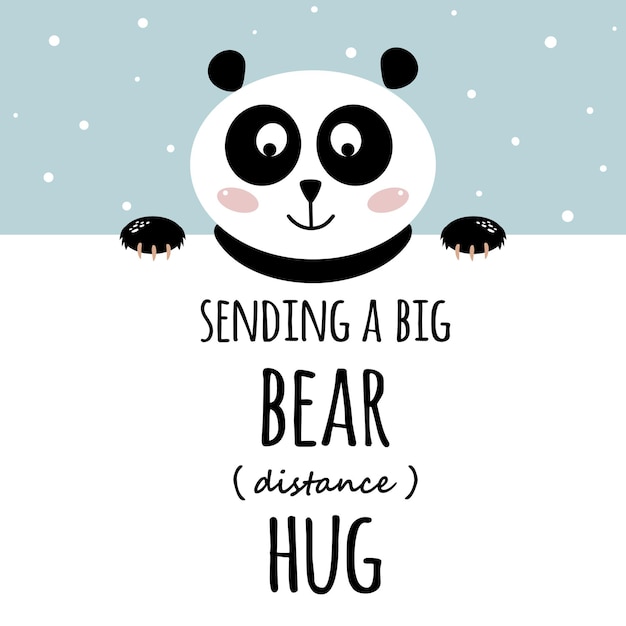 Een big bear hug sturen social distance hugs gefeliciteerd vanuit quarantaine en sociaal isolement met schattige panda