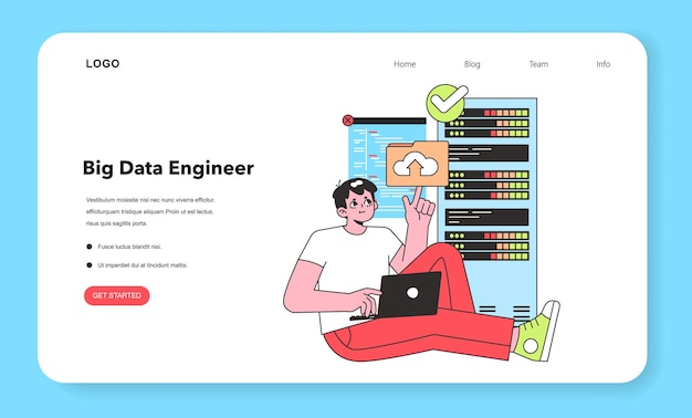 Een big data-ingenieur wordt afgebeeld in een ontspannen pose die zelfverzekerd grote datasets beheert die de