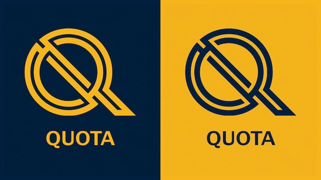 Vector een blauw en geel bord met de tekst quota q lettring-logo