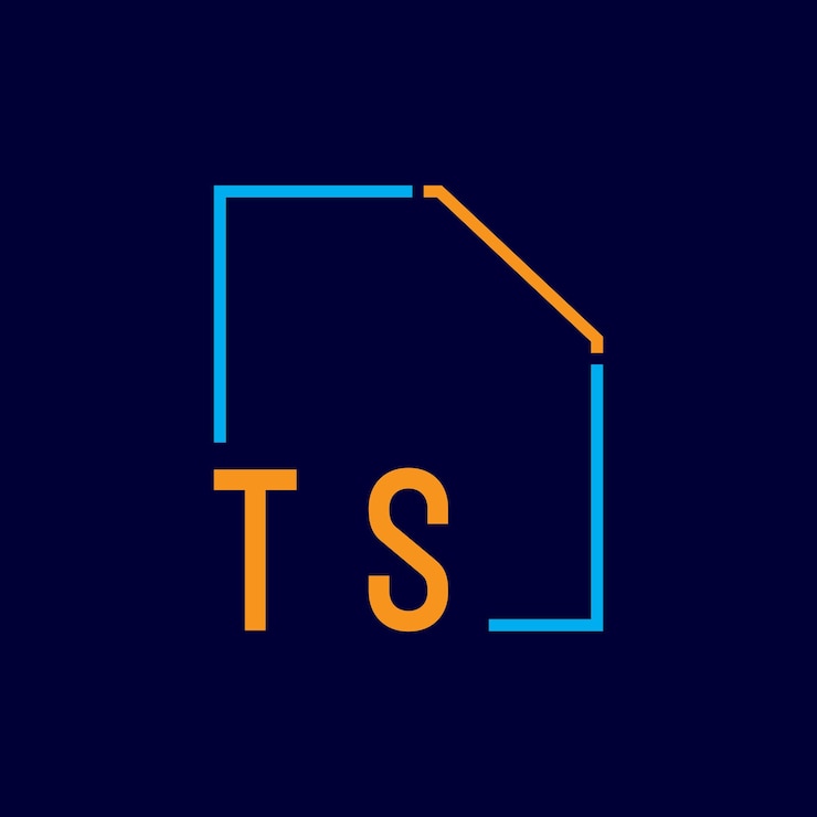 Vector een blauw en oranje logo met een blauwe achtergrond met een vierkant en een blauw vierkant