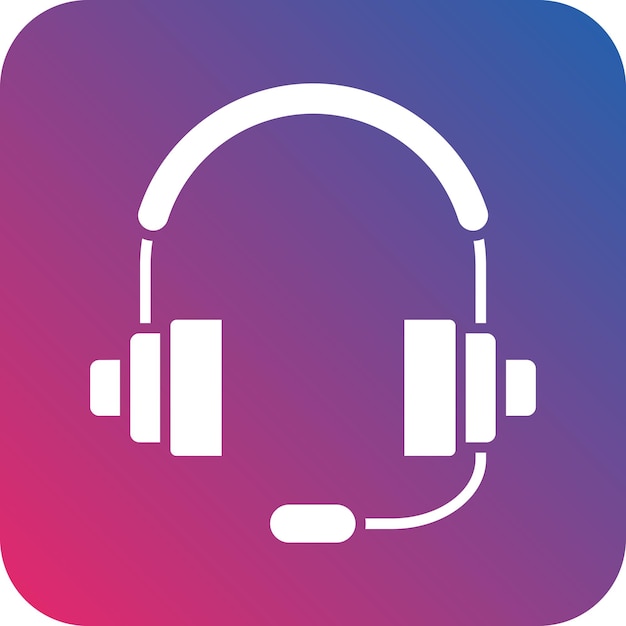 een blauw en roze logo met headset en koptelefoon