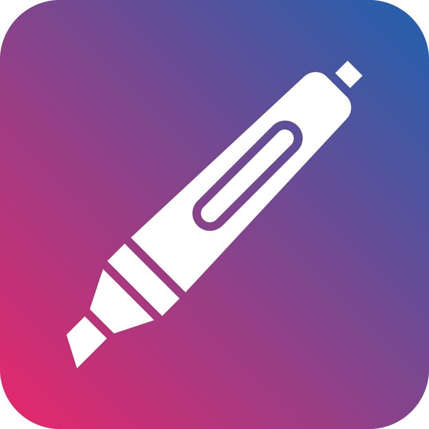 een blauw en roze ontwerp met een pen in het midden