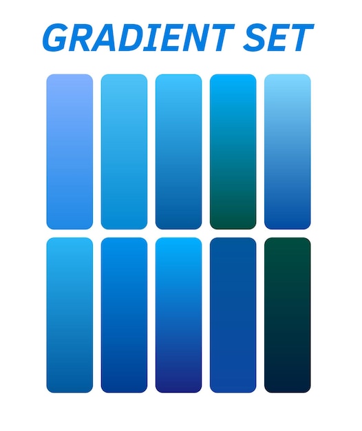 een blauw-groen ontwerp voor een set vierkanten met de woorden gradiënt erop